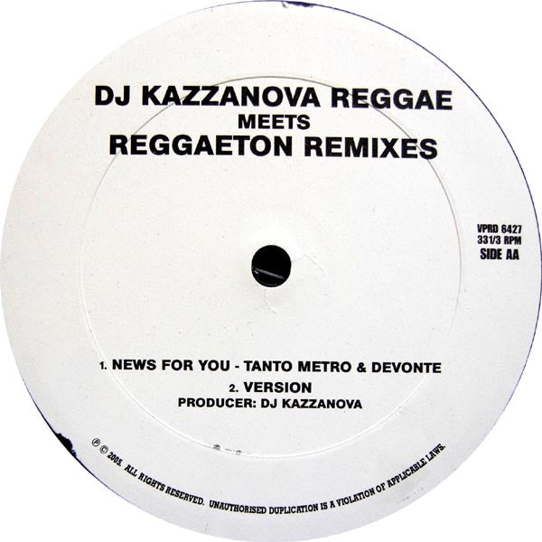 Dj Kazzanova : Reggae Meets Reggaeton Remixes (12", Promo)