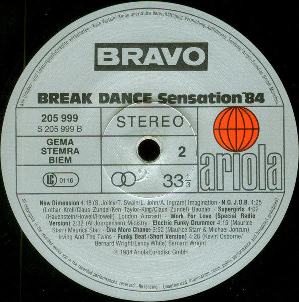 Various : Bravo Break Dance Sensation '84 (LP, Comp, Mixed)