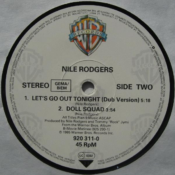 Nile Rodgers : Let's Go Out Tonight (12", Maxi)