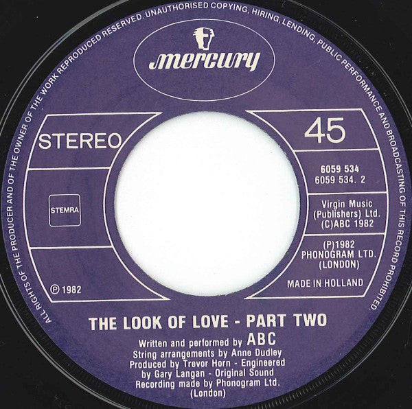 ABC : The Look Of Love (Parts One And Two) (7", Single)