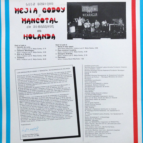 Luis Enrique Mejía Godoy Y Mancotal : En Holanda (LP, Album, Gat)
