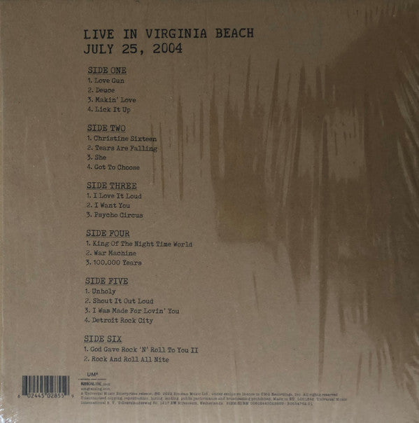 Kiss : Off The Soundboard Live In Virginia Beach July 25, 2004 (3xLP, 180)