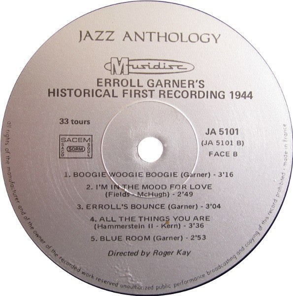 Erroll Garner : Historical First Recording 1944 (LP, RE)