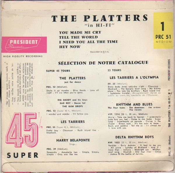 The Platters : 1 - The Platters In Hi-Fi (7", EP, RE)