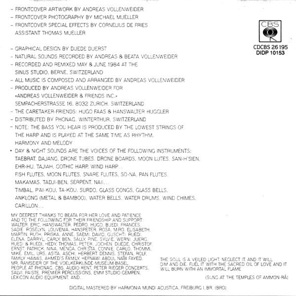 Andreas Vollenweider : White Winds (Seekers Journey) (CD, Album, RE)