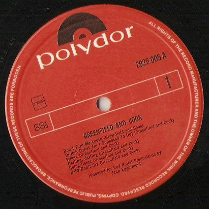 Greenfield & Cook : Greenfield & Cook (LP, Album)