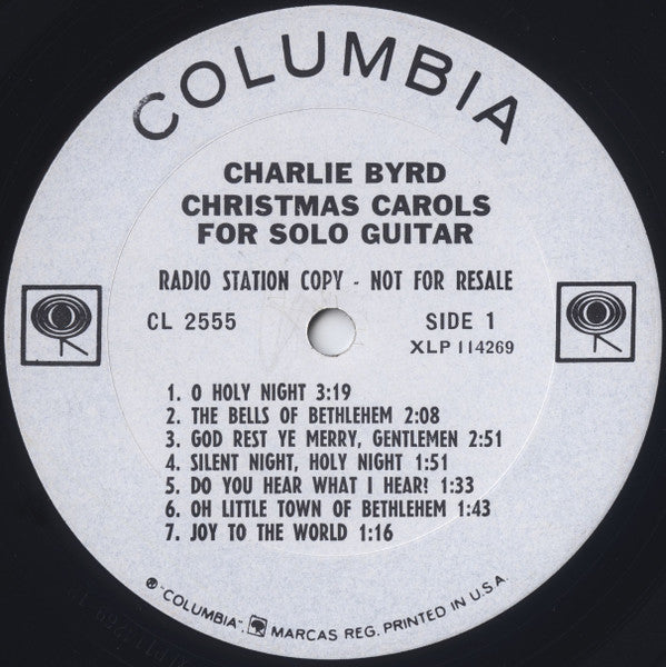 Charlie Byrd : Christmas Carols For Solo Guitar (LP, Album, Mono, Promo)