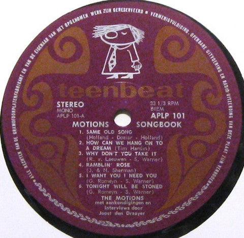 The Motions : Motions Songbook (LP, Comp)