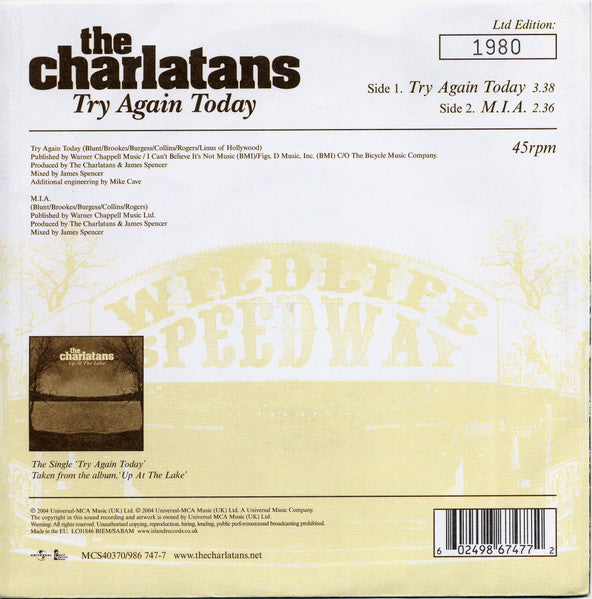 The Charlatans : Try Again Today (7", Single, Ltd, Num, Cle)