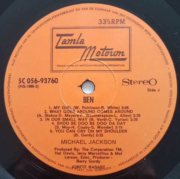 Michael Jackson : Ben (LP, Album,  Re)