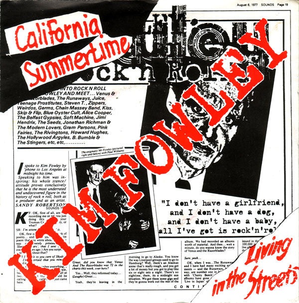 Kim Fowley : California Summertime / Living In The Streets (7", Single)