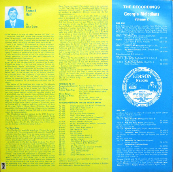 The Georgia Melodians : Volume Two 1924 - 1926 (LP, Comp)