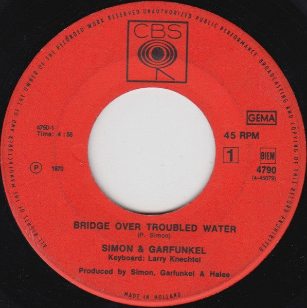 Simon & Garfunkel : Bridge Over Troubled Water (7", Single)