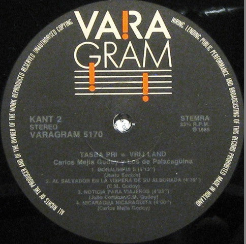 Carlos Mejía Godoy y Los De Palacagüina : Tasba Pri = Vrij Land (LP, Album)