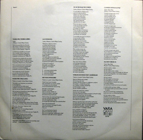 Carlos Mejía Godoy y Los De Palacagüina : Tasba Pri = Vrij Land (LP, Album)