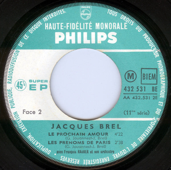 Jacques Brel : Marieke (7", EP, Mono)