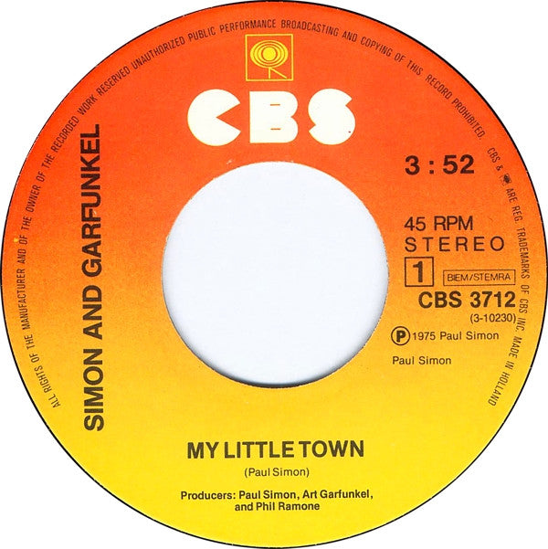 Simon And Garfunkel* Plus Art Garfunkel Plus Paul Simon : My Little Town (7", Single)
