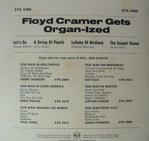 Floyd Cramer : Gets Organ-ized (7", EP)