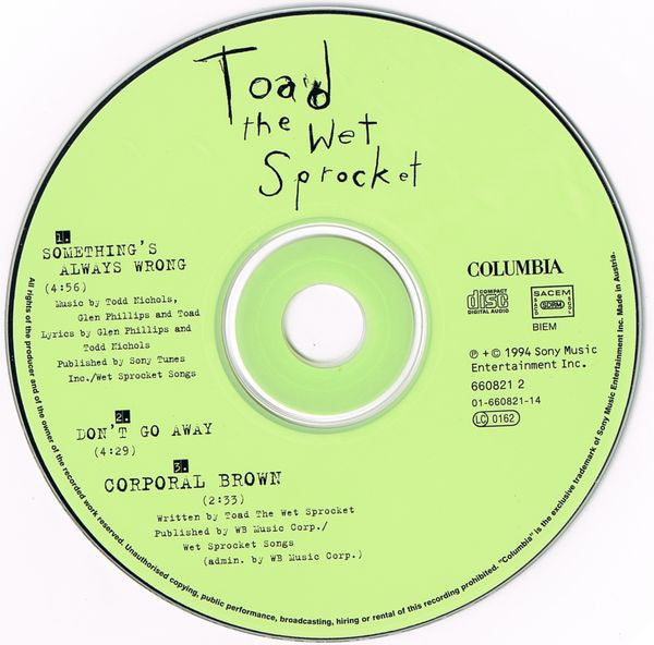 Toad The Wet Sprocket : Something's Always Wrong (CD, Maxi)