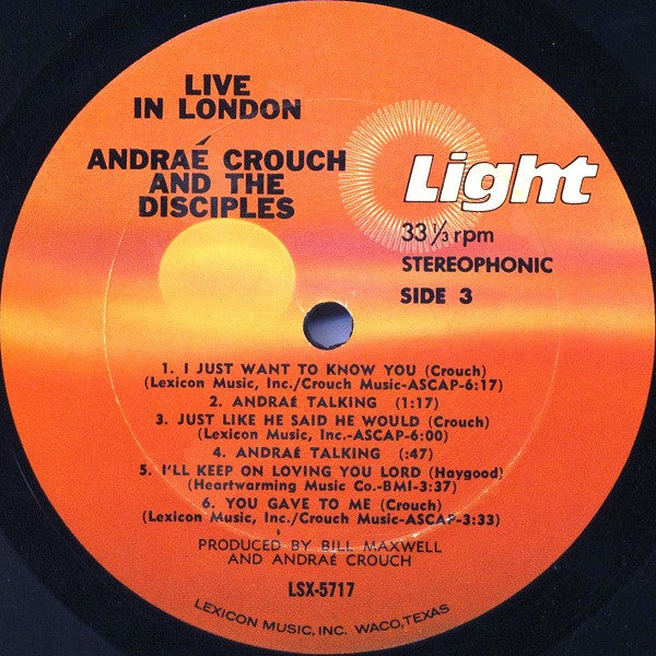 Andraé Crouch & The Disciples : Live In London (2xLP, Gat)
