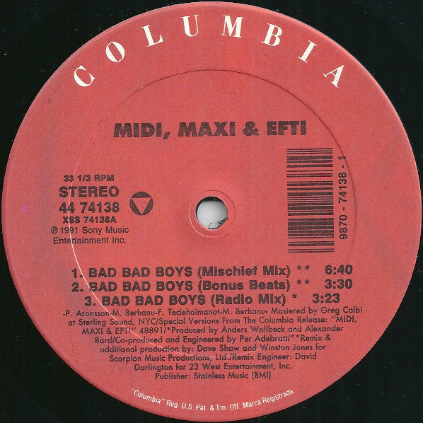 Midi, Maxi & Efti : Bad Bad Boys (12", Maxi)