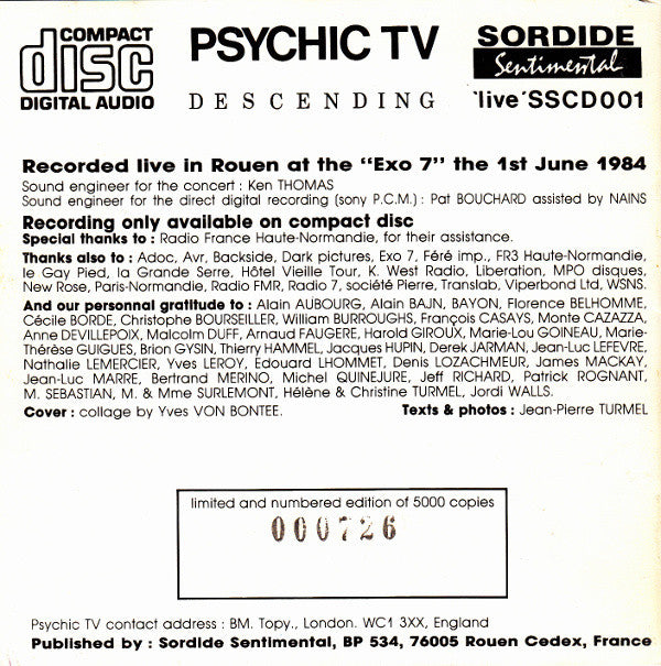Psychic TV : Descending (CD, Ltd, Num)