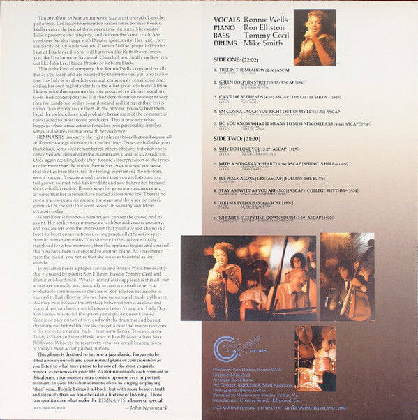 Ronnie Wells & The Ron Elliston Trio : Remnants Volume Two (LP)