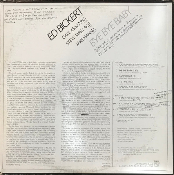 Ed Bickert : Bye Bye Baby (LP, Album)