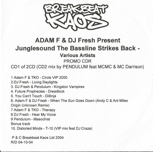 Adam F & Fresh : Jungle Sound - The Bassline Strikes Back! (CDr, Promo)