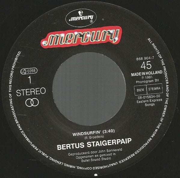 Bertus Staigerpaip : Windsurfin (7", Single)