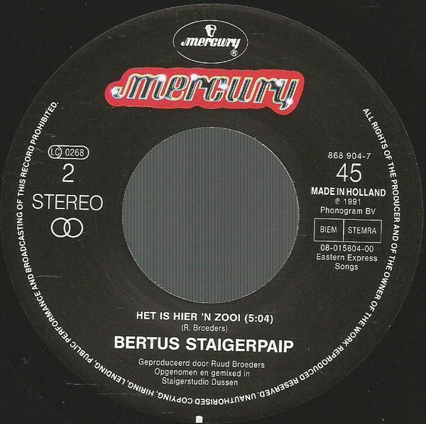 Bertus Staigerpaip : Windsurfin (7", Single)