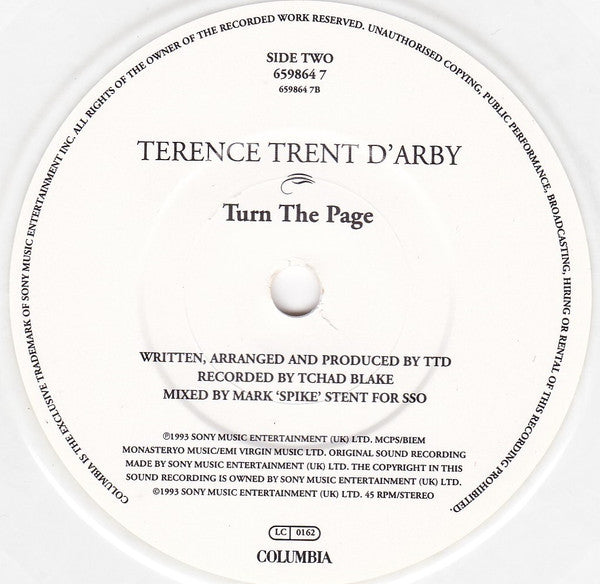 Terence Trent D'Arby : Let Her Down Easy (7", Single, Ltd, Whi)