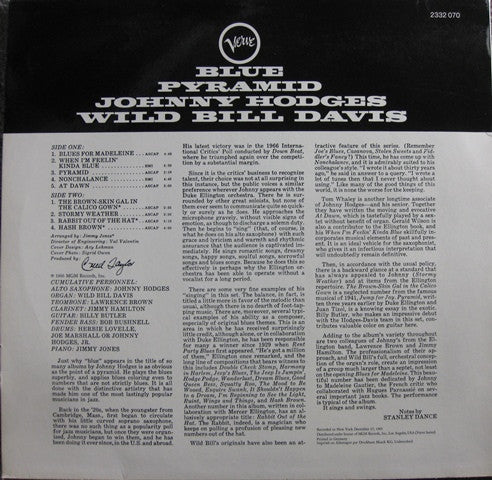 Johnny Hodges - Wild Bill Davis : Blue Pyramid (LP, Album, RE)