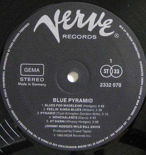 Johnny Hodges - Wild Bill Davis : Blue Pyramid (LP, Album, RE)