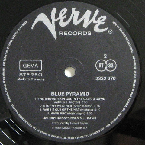 Johnny Hodges - Wild Bill Davis : Blue Pyramid (LP, Album, RE)