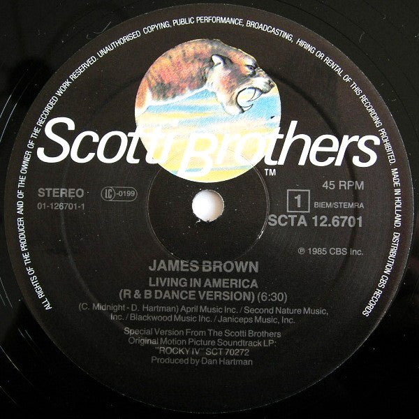 James Brown : Living In America (12" Extended Dance Mix) (12", Maxi)