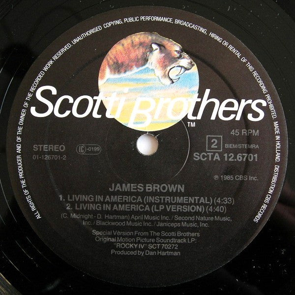 James Brown : Living In America (12" Extended Dance Mix) (12", Maxi)