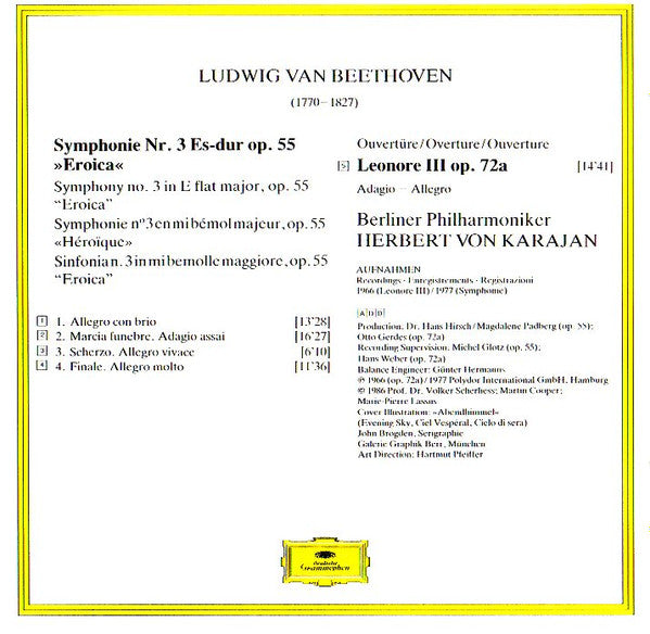 Ludwig van Beethoven – Berliner Philharmoniker, Herbert von Karajan : Symphonie Nr. 3 “Eroica” / Ouverture “Leonore III” (CD, Comp, RM)