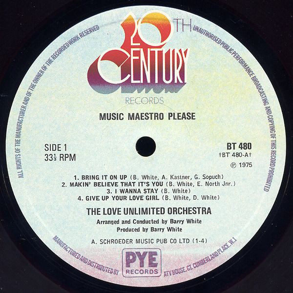 Love Unlimited Orchestra : Music Maestro Please (LP, Album)