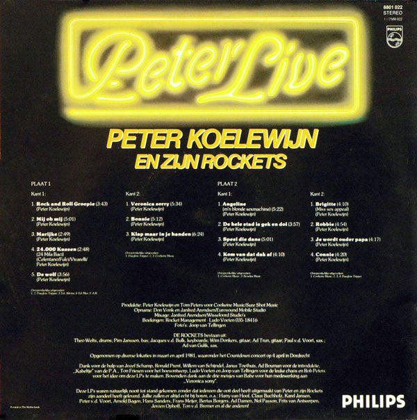 Peter Koelewijn En Zijn Rockets* : Peter Live (2xLP, Album, Gat)