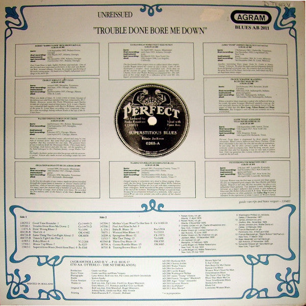 Various : Trouble Done Bore Me Down (Unreissued Tracks) (LP, Comp, Mono, RM)