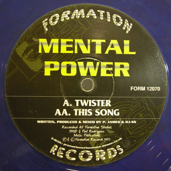 Mental Power : Twister / This Song (12", Blu)