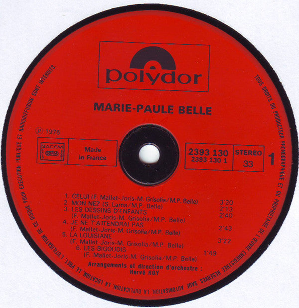 Marie-Paule Belle : Marie-Paule Belle (LP, Album, RE, Gat)