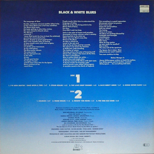 Eric Burdon & Jimmy Witherspoon : Black & White Blues (LP, Album, RE)