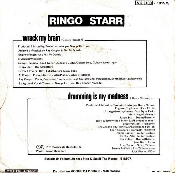 Ringo Starr : Wrack My Brain (7", Single)
