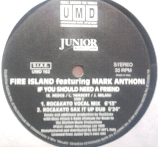 Fire Island Featuring Mark Anthoni : If You Should Need A Friend (2x12")