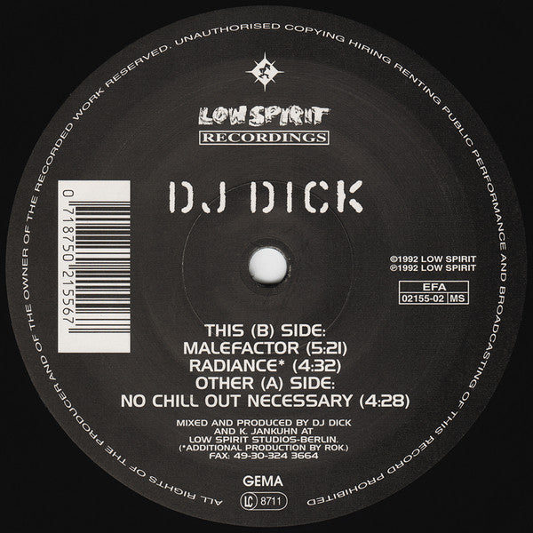 DJ Dick : No Chill Out Necessary (12", Single)