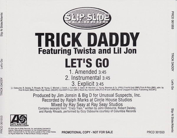 Trick Daddy Featuring Twista And Lil Jon* : Let's Go (CD, Single, Promo)