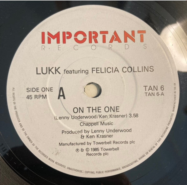 Lukk Featuring Felicia Collins : On The One (7")