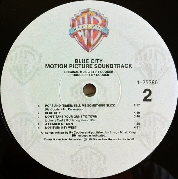 Ry Cooder : Blue City - Motion Picture Soundtrack (LP, Album, Spe)